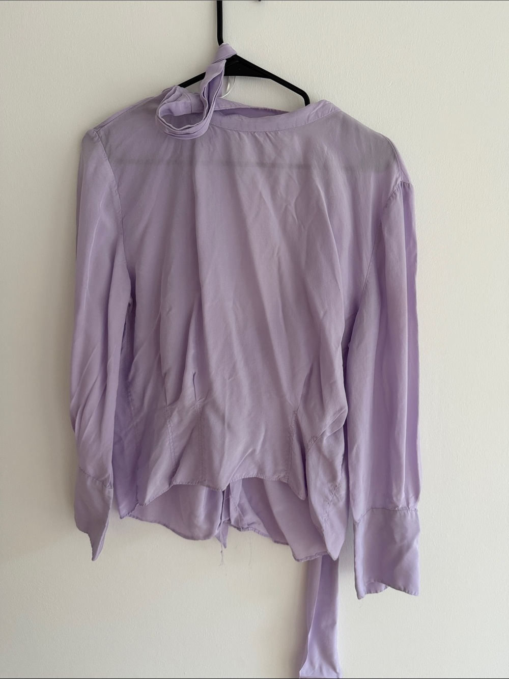 Zara Lavender Tie-Neck Blouse